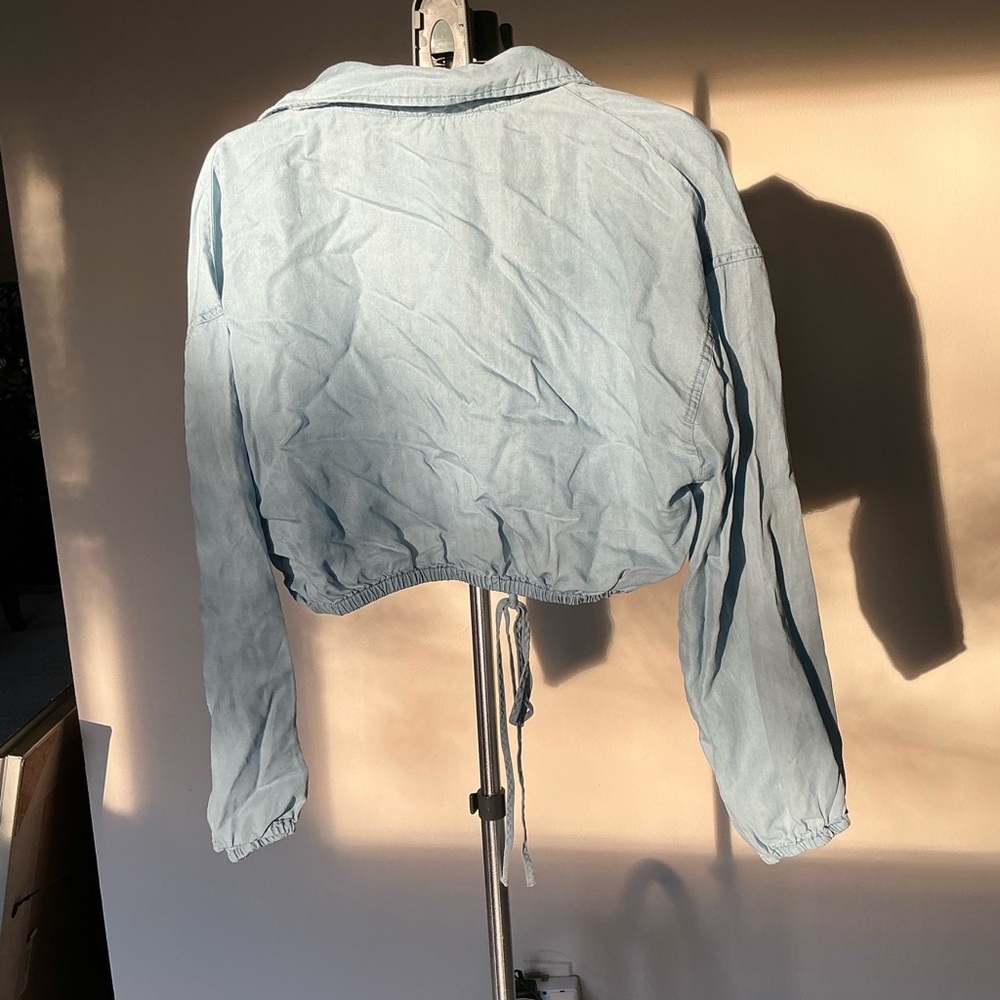 Light Blue Denim Wrap Blouse - Picture 4 of 5